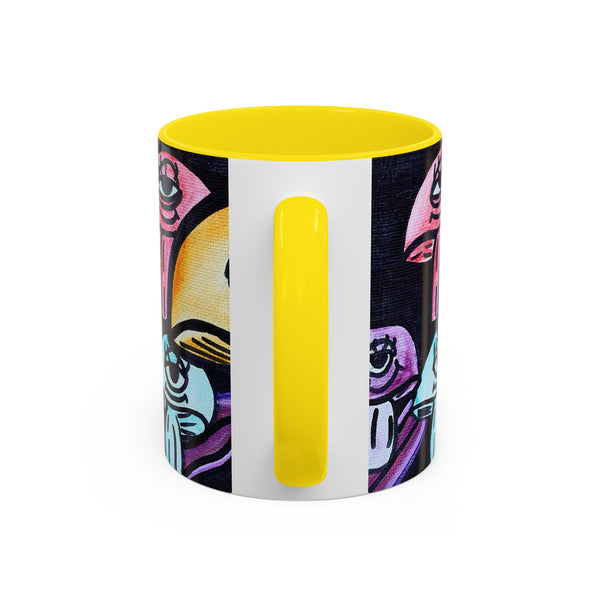 Whimsical Art Accent Coffee Mug - Colorful Character Design for Creative Souls