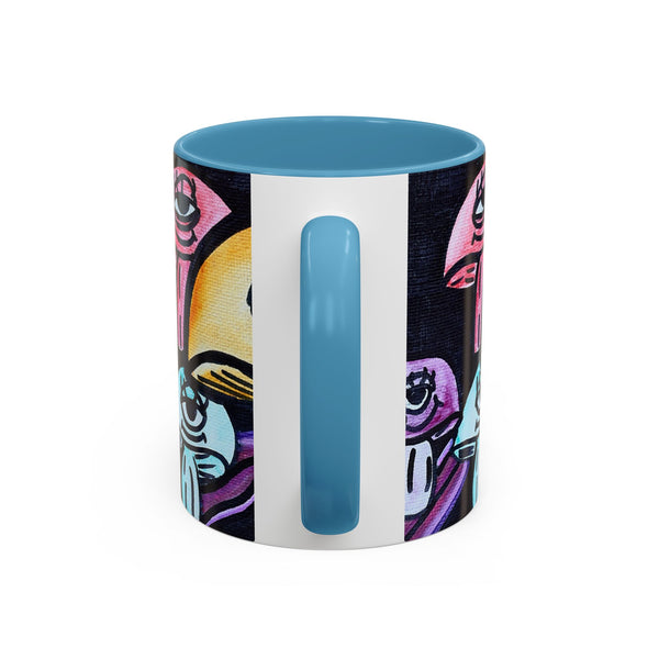 Whimsical Art Accent Coffee Mug - Colorful Character Design for Creative Souls