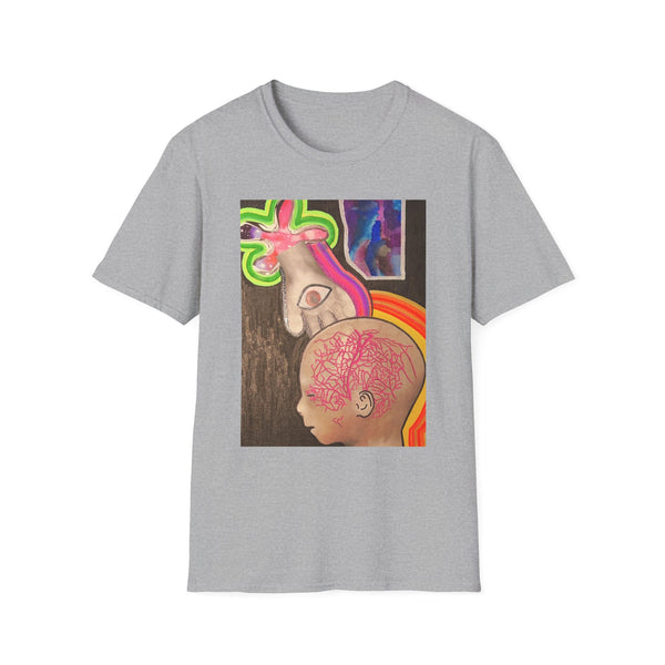 Artistic Unisex Softstyle T-Shirt – Vibrant Brain Design for Creative Souls