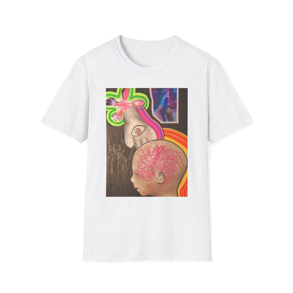 Artistic Unisex Softstyle T-Shirt – Vibrant Brain Design for Creative Souls