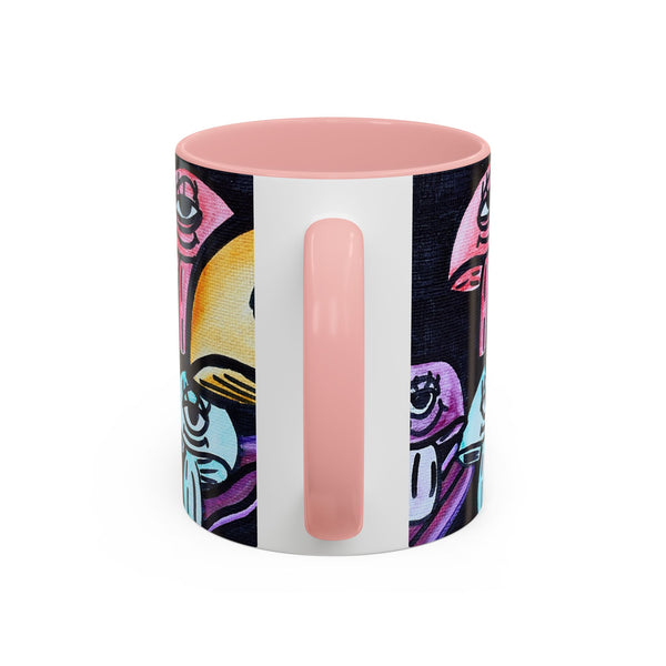 Whimsical Art Accent Coffee Mug - Colorful Character Design for Creative Souls