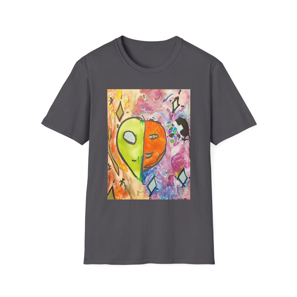 Colorful Alien Art Unisex Softstyle T-Shirt - Vibrant and Unique Design