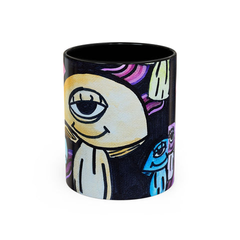 Whimsical Art Accent Coffee Mug - Colorful Character Design for Creative Souls