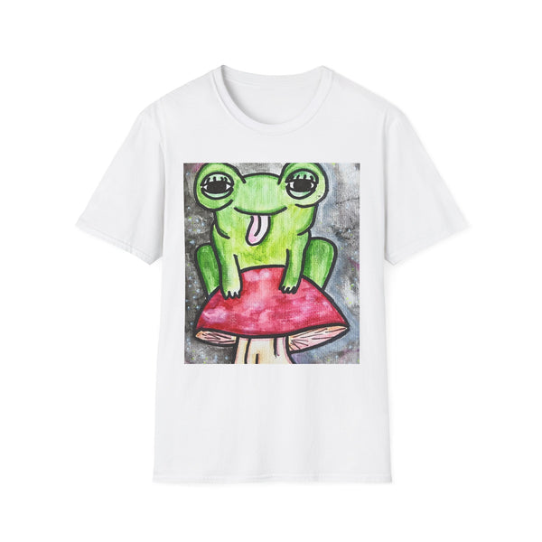 Playful Frog on Mushroom Unisex Softstyle T-Shirt