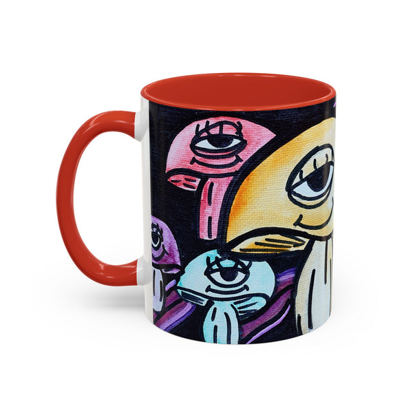 Whimsical Art Accent Coffee Mug - Colorful Character Design for Creative Souls