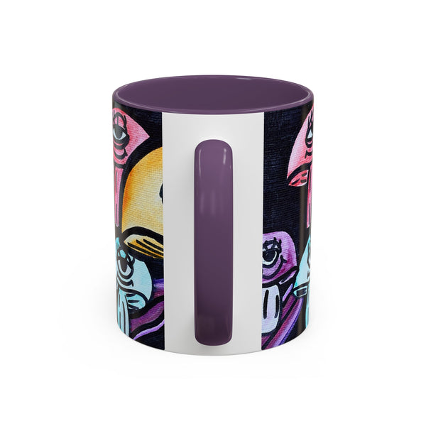 Whimsical Art Accent Coffee Mug - Colorful Character Design for Creative Souls