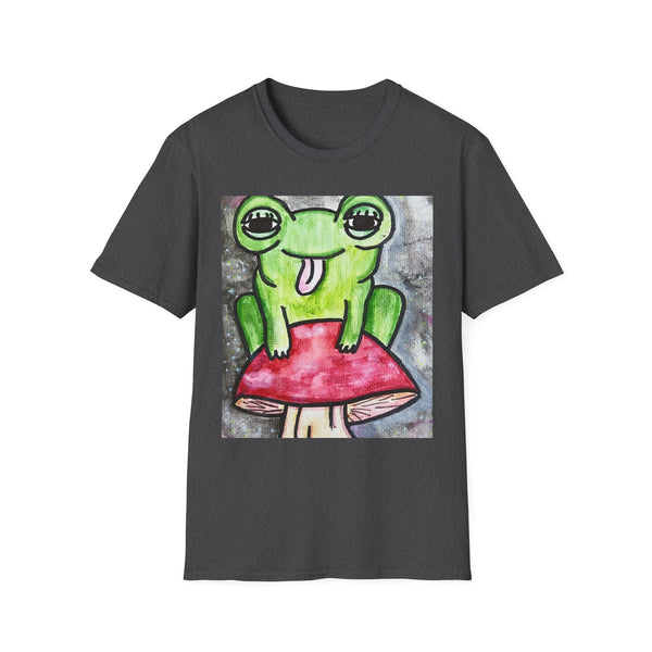 Playful Frog on Mushroom Unisex Softstyle T-Shirt