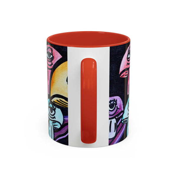 Whimsical Art Accent Coffee Mug - Colorful Character Design for Creative Souls