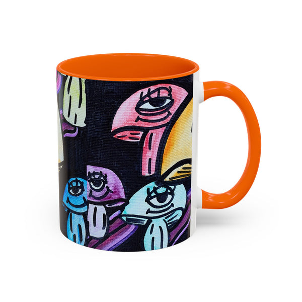 Whimsical Art Accent Coffee Mug - Colorful Character Design for Creative Souls