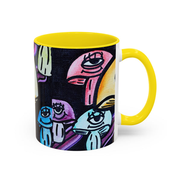 Whimsical Art Accent Coffee Mug - Colorful Character Design for Creative Souls