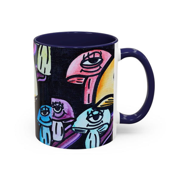 Whimsical Art Accent Coffee Mug - Colorful Character Design for Creative Souls