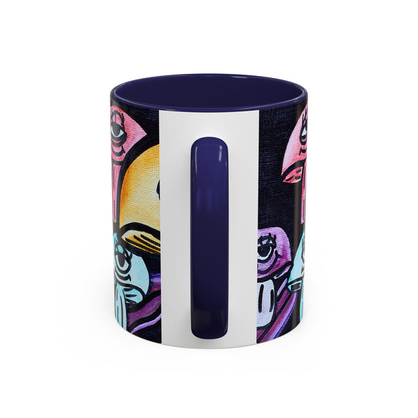 Whimsical Art Accent Coffee Mug - Colorful Character Design for Creative Souls