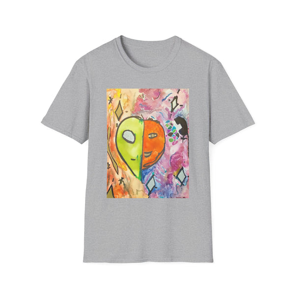 Colorful Alien Art Unisex Softstyle T-Shirt - Vibrant and Unique Design