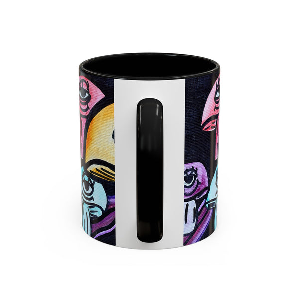 Whimsical Art Accent Coffee Mug - Colorful Character Design for Creative Souls