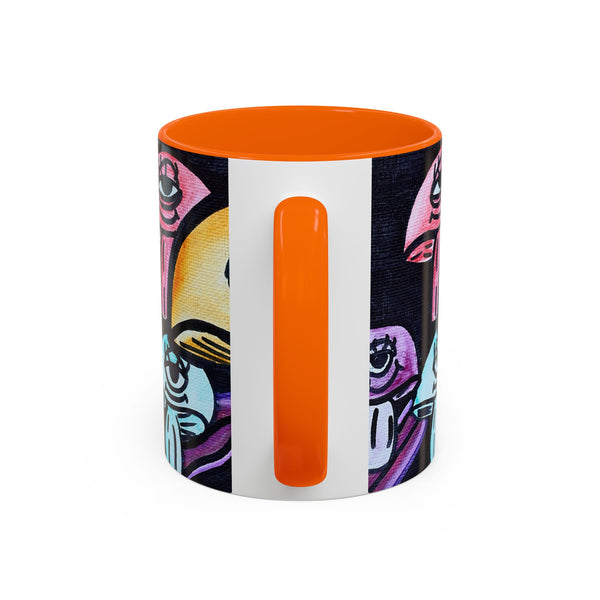 Whimsical Art Accent Coffee Mug - Colorful Character Design for Creative Souls