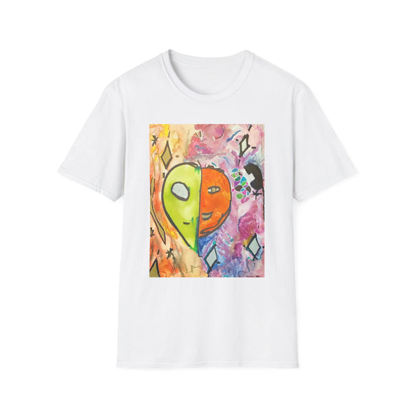 Colorful Alien Art Unisex Softstyle T-Shirt - Vibrant and Unique Design