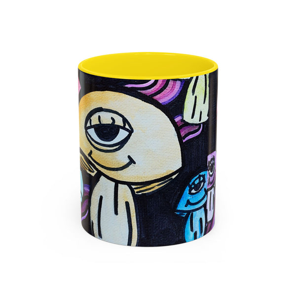 Whimsical Art Accent Coffee Mug - Colorful Character Design for Creative Souls