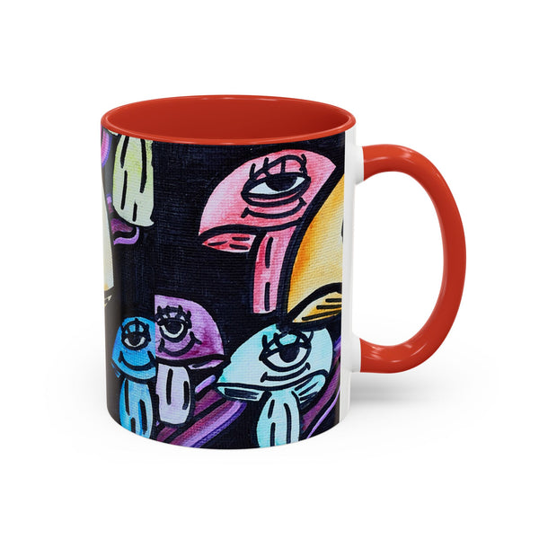 Whimsical Art Accent Coffee Mug - Colorful Character Design for Creative Souls