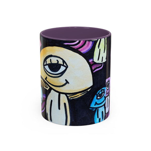 Whimsical Art Accent Coffee Mug - Colorful Character Design for Creative Souls