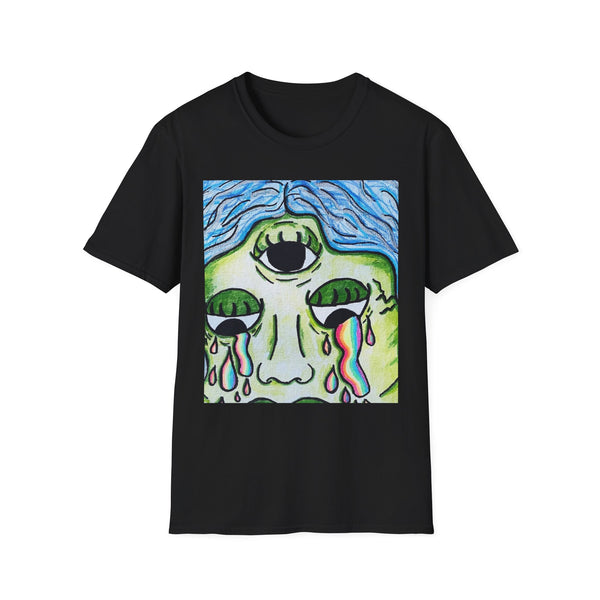 Unique Unisex Softstyle T-Shirt with Psychedelic Eye Art