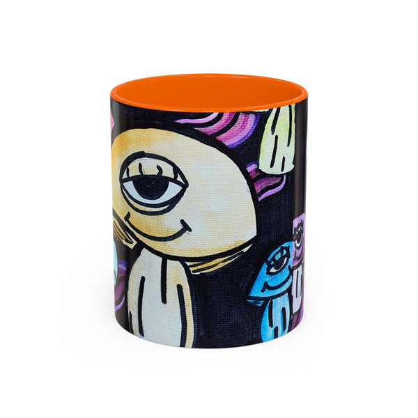 Whimsical Art Accent Coffee Mug - Colorful Character Design for Creative Souls