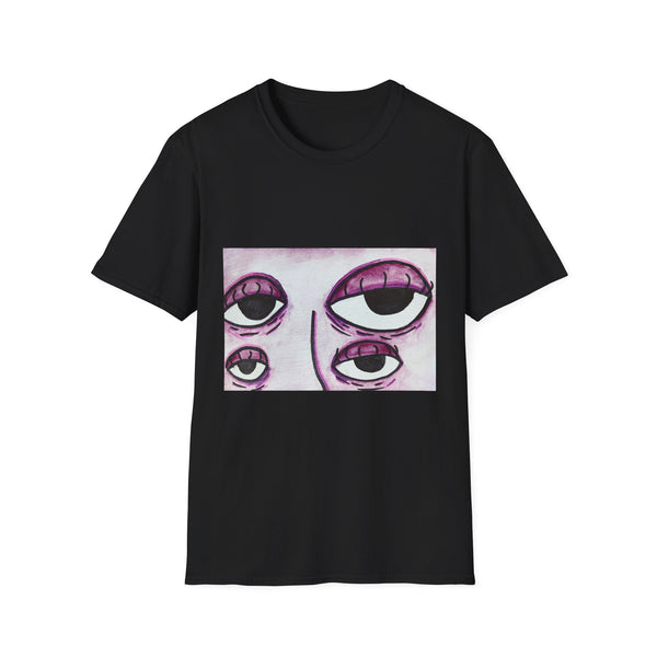 Eerie Eyes Unisex Softstyle T-Shirt - Artistic Graphic Tee for Creative Souls