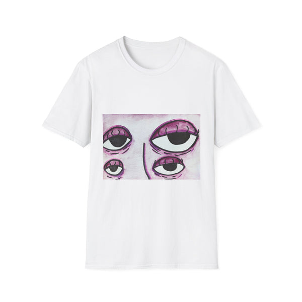 Eerie Eyes Unisex Softstyle T-Shirt - Artistic Graphic Tee for Creative Souls