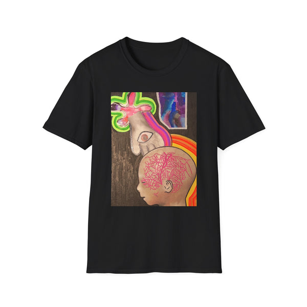 Artistic Unisex Softstyle T-Shirt – Vibrant Brain Design for Creative Souls
